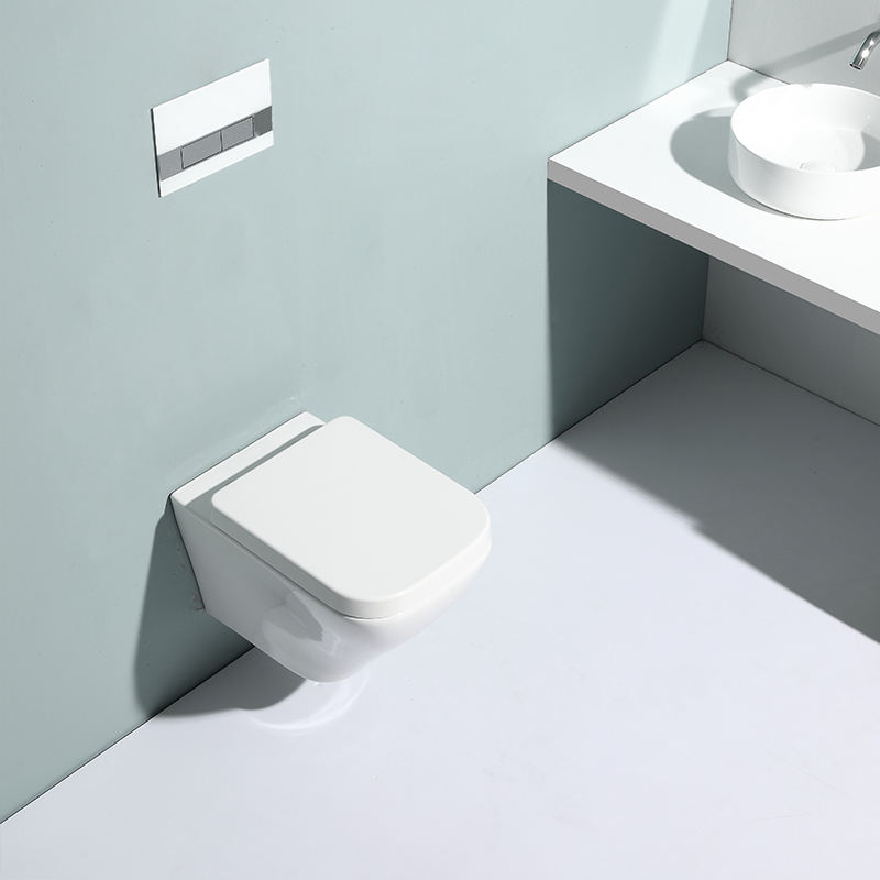 BF2473 White Ceramic Wall-Hung Toilet with Washdown Flushing and Soft-Close UF Seat