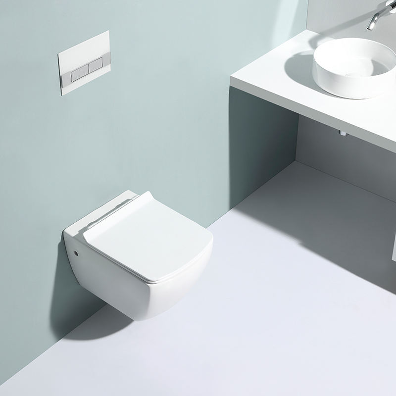 BF2496 Wall-Hung Ceramic Toilet 515×350×350 mm, 3–6L Washdown Flush, Soft-Close UF Seat