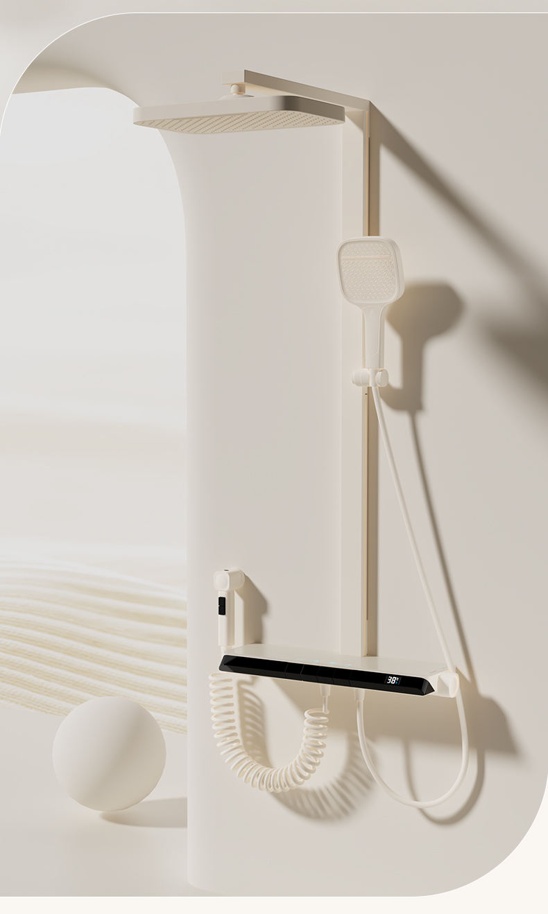BF9648 Milky White Shower System 1042x458mm ABS Rainfall Hand Shower Set