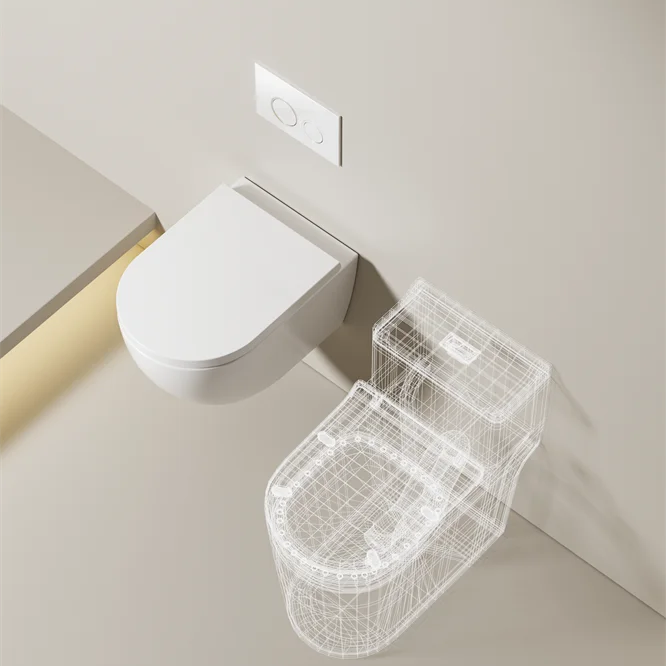 Modern Rimless Wall Hung Toilet Ceramic Bathroom WC with Soft Close UF Cover BF2416