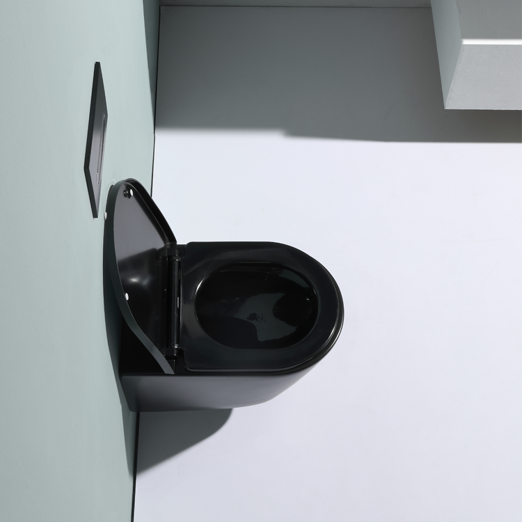 Modern Rimless Wall Hung Toilet Matte Black Ceramic Bathroom WC