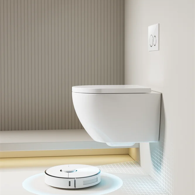 Modern Rimless Wall Hung Toilet Ceramic Bathroom WC with Soft Close UF Cover BF2416