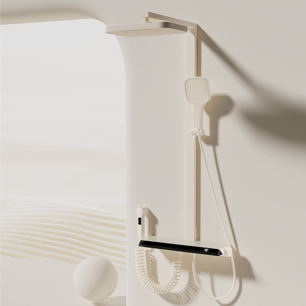 BF9648 Milky White Shower System 1042x458mm ABS Rainfall Hand Shower Set