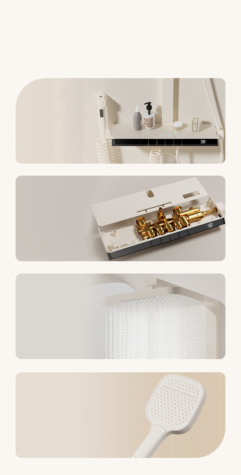 BF9648 Milky White Shower System 1042x458mm ABS Rainfall Hand Shower Set