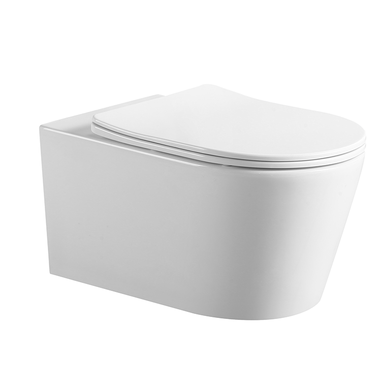 BF2366 White Wall-Hung Ceramic Toilet with Vortex Flush and Soft-Close UF Seat