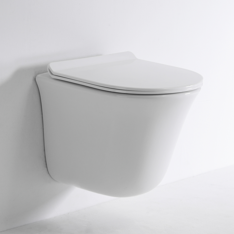 Rimless Wall Hung Toilet BF2441A – Glossy White Ceramic, Dual Flush, CE Certified
