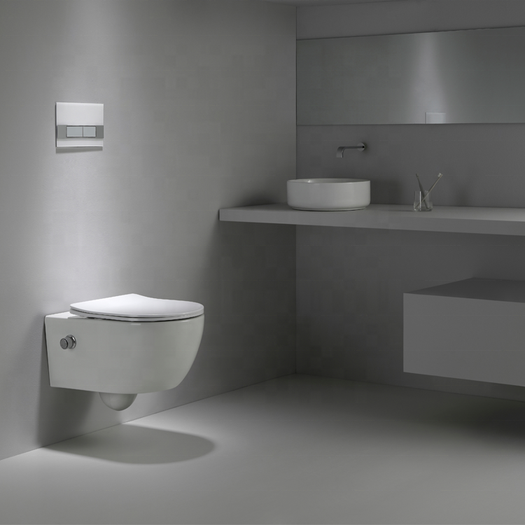 BF2468D-BD Wall-Hung Toilet with Built-in Shower Design, Nano Coating and Washdown Flushing