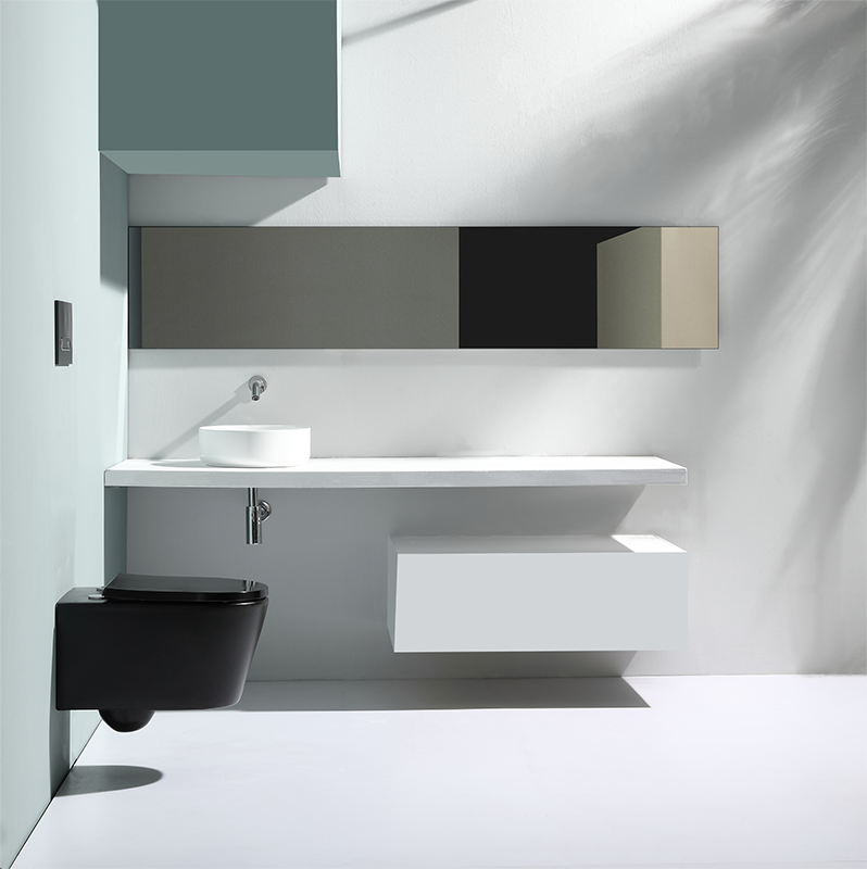 BF2366 Matt Black Wall-Hung Ceramic Toilet, 530×360×365 mm, 3/6 L Washdown Flush