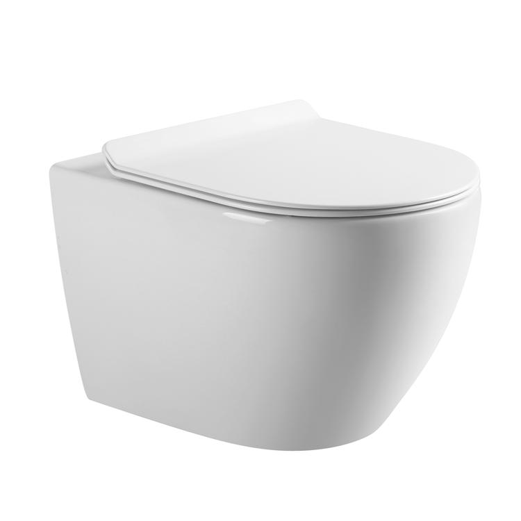 BF2379 Glossy White Rimless Wall-Hung Ceramic Toilet with Washdown Flush