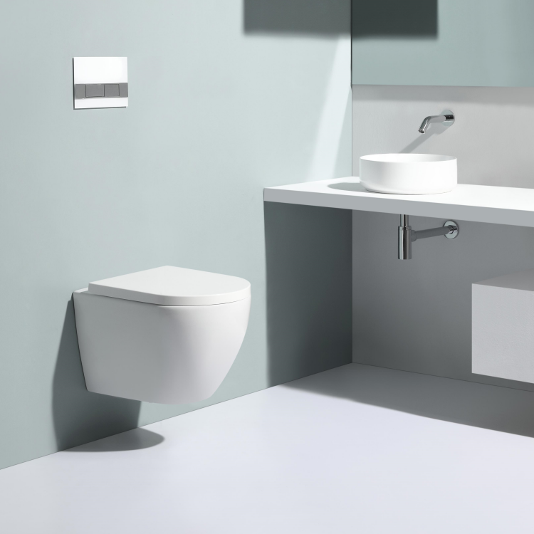 BF2379 Glossy White Rimless Wall-Hung Ceramic Toilet with Washdown Flush