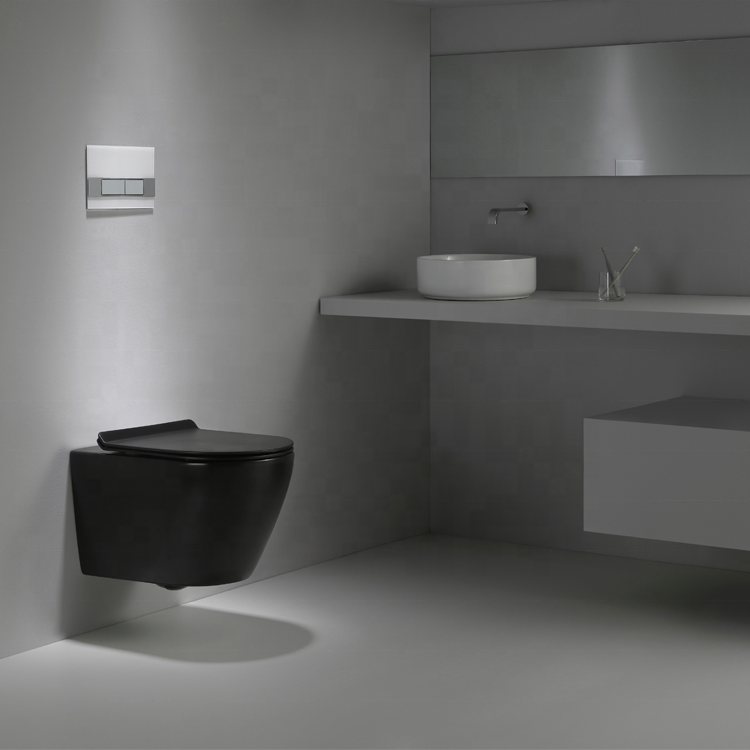 BF2467 Matte Black Rimless Wall Hung Toilet 530x360x350mm