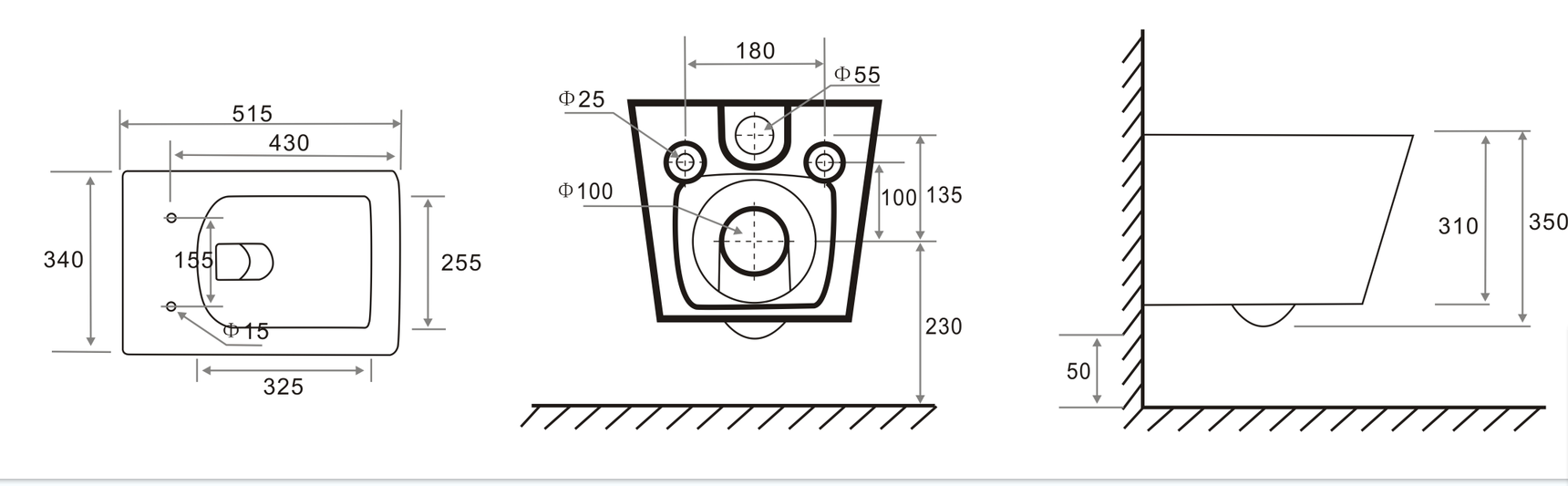 Modern Wall Hung Ceramic Toilet Tornado Washdown Flushing Soft Close UF Seat Water Saving Bathroom WC