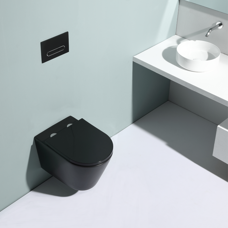 Modern Rimless Wall Hung Toilet Matte Black Ceramic Bathroom WC