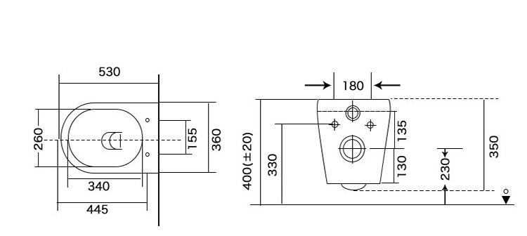 BF2440D White Ceramic Wall-Hung Toilet with Washdown Flushing and Soft Close UF Seat