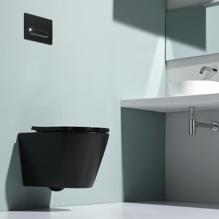 Modern Rimless Wall Hung Toilet Matte Black Ceramic Bathroom WC