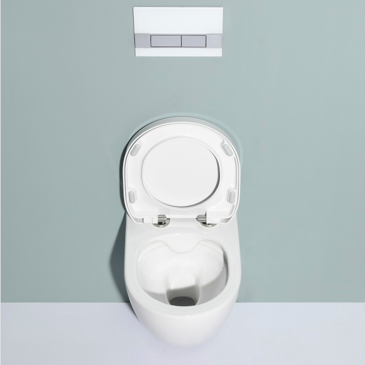 BF2412 Rimless Wall-Hung Ceramic Toilet with BF3003GC Cistern, 3/4.5L Dual Flush and Nano Coating