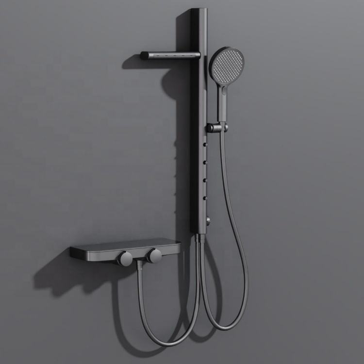 BF9042 Grey Concealed Shower System Square Top Shower Wall Mounted Bathroom Fixture