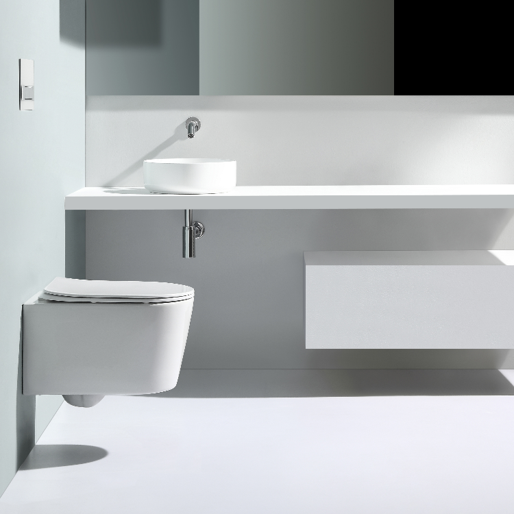 BF2366 White Wall-Hung Ceramic Toilet with Vortex Flush and Soft-Close UF Seat