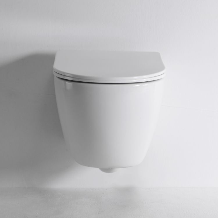 BF2418 Compact Ceramic Wall-Hung Toilet with Washdown Flush and Soft-Close UF Seat