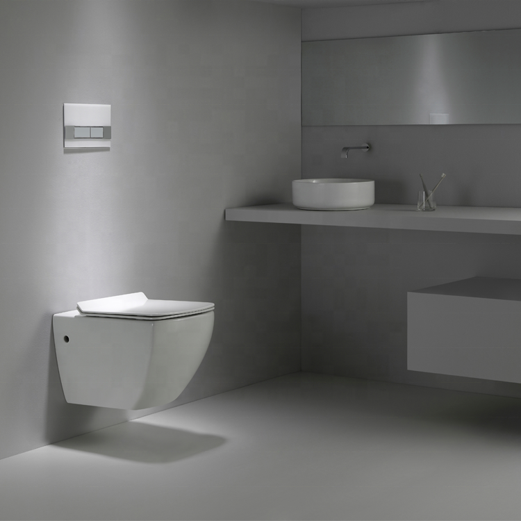 BF2496 Wall-Hung Ceramic Toilet 515×350×350 mm, 3–6L Washdown Flush, Soft-Close UF Seat
