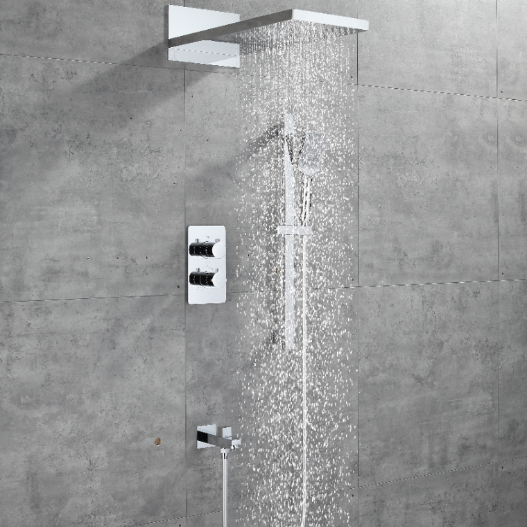 BF98110H Silver Shower System Stainless Steel & Silicone Top Shower