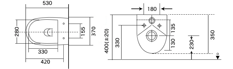 BF2405 White Ceramic Wall-Hung Toilet with Cyclone Flushing
