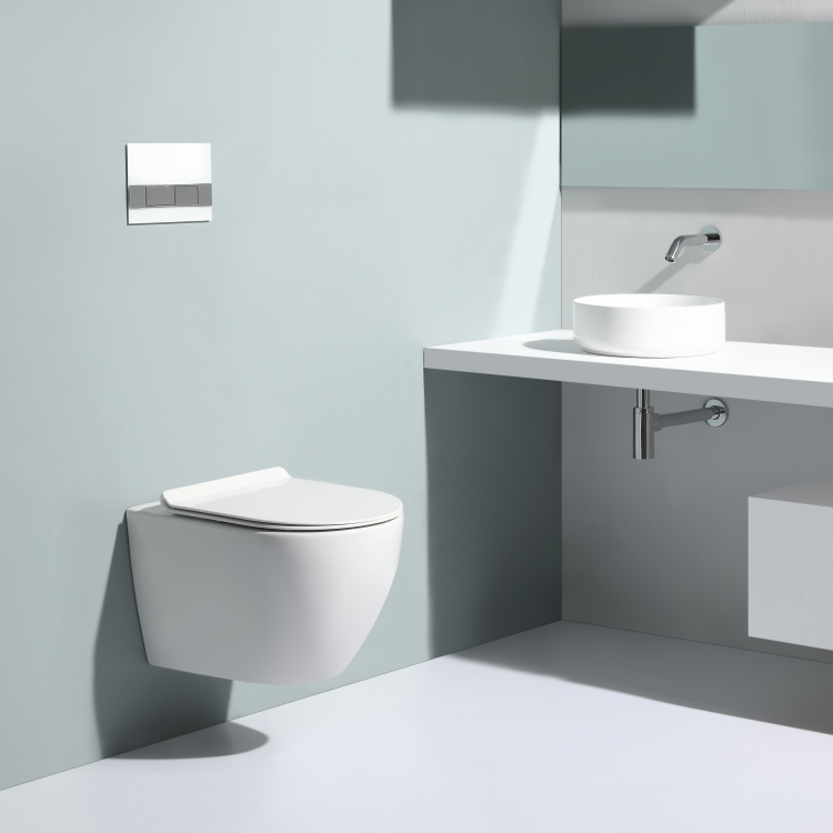 BF2379 Glossy White Rimless Wall-Hung Ceramic Toilet with Washdown Flush