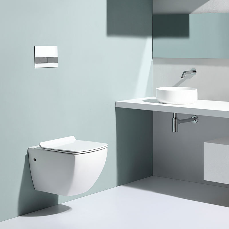 BF2496 Wall-Hung Ceramic Toilet 515×350×350 mm, 3–6L Washdown Flush, Soft-Close UF Seat