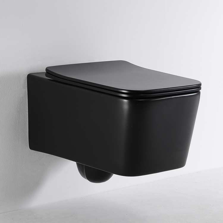 Matte Black Rimless Wall Hung Toilet Soft Close UF Seat Ceramic Washdown WC BF2467DB-MATT