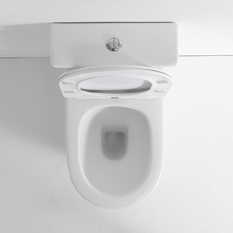 Glossy White Ceramic Rimless Two Piece Toilet with Soft Close UF Seat