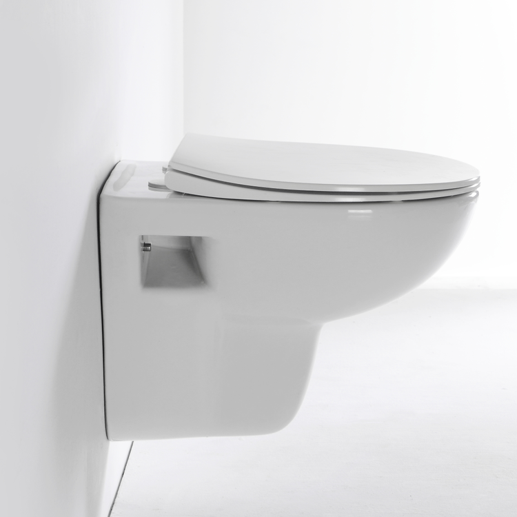 BF2420D Rimless Wall Hung Ceramic Toilet 530×360×350mm Washdown & Rimless 3/6L Soft Close UF Seat