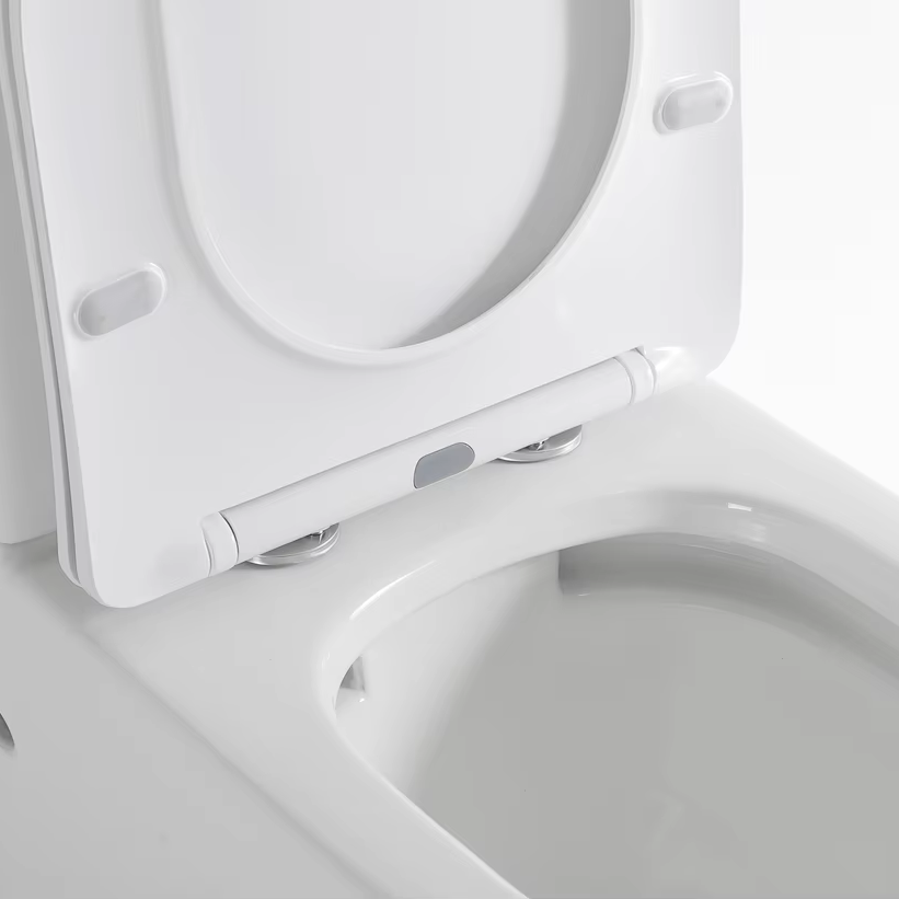 Glossy White Ceramic Rimless Two Piece Toilet with Soft Close UF Seat
