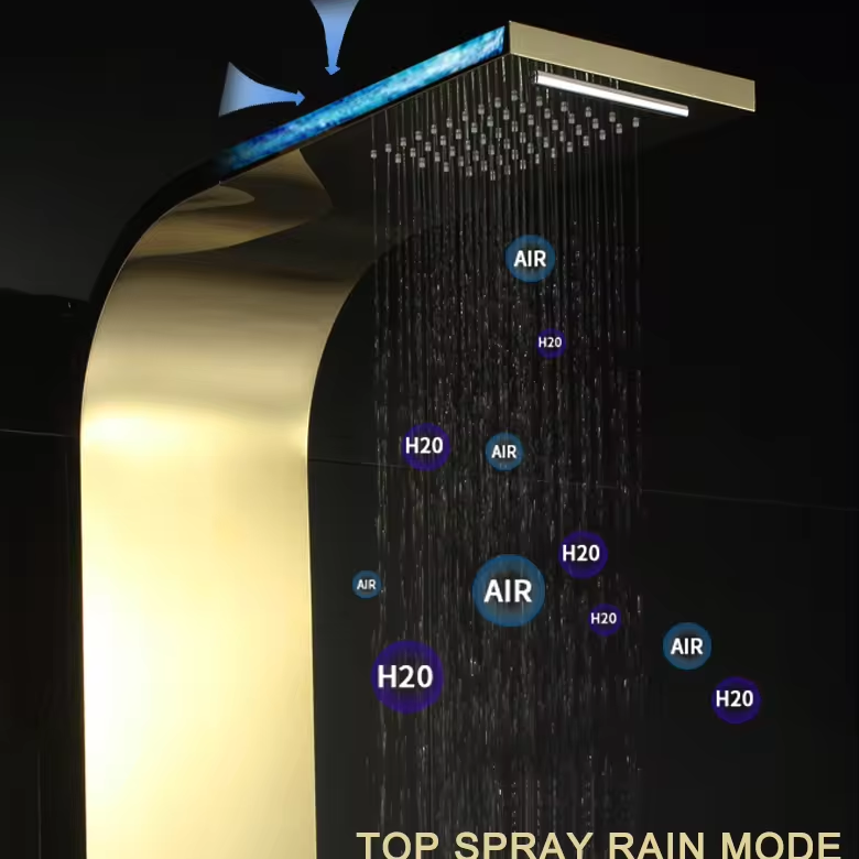 BF9815 Gold SUS 304 Stainless Steel Shower Panel 1500×220×550mm