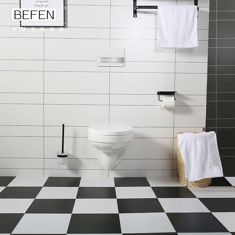 BF2405 Rimless Wall Hung Ceramic Toilet 530×370×350mm Washdown & Rimless 3/6L