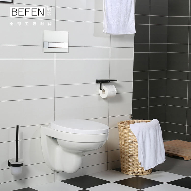 BF2405 Rimless Wall Hung Ceramic Toilet 530×370×350mm Washdown & Rimless 3/6L
