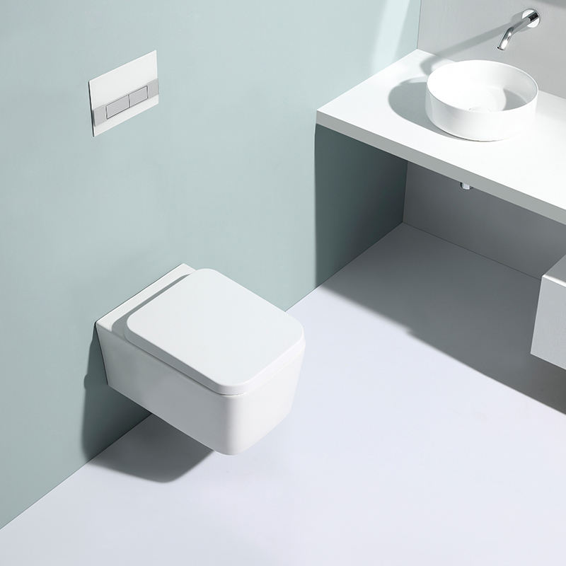 BF2467 Glossy White Rimless Wall Hung Toilet with 3/6L Dual Flush