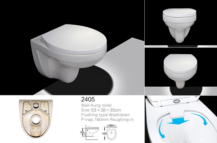 BFEN BF2405 Rimless Wall Hung Toilet Ceramic Washdown Toilet With Dual Flush