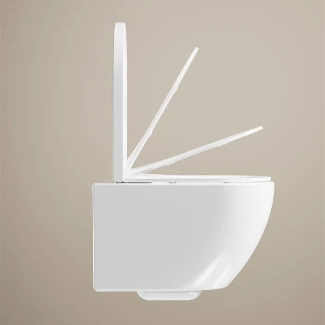 Modern Rimless Wall Hung Toilet Ceramic Bathroom WC with Soft Close UF Cover BF2416
