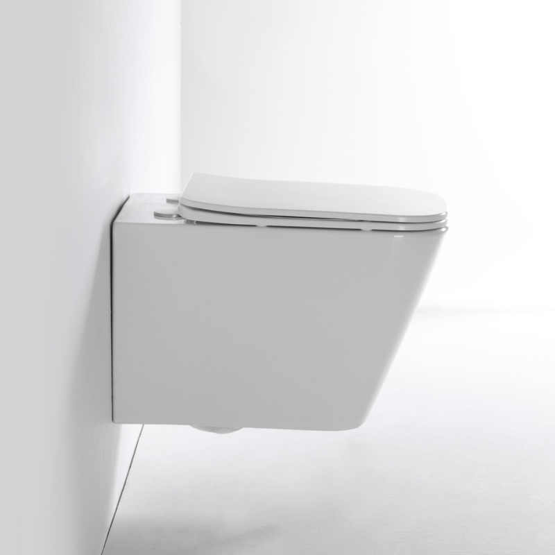 Toilette Suspendue Rimless BF2417D – Flushing Vortex, Couvercle Soft-close UF, Blanc