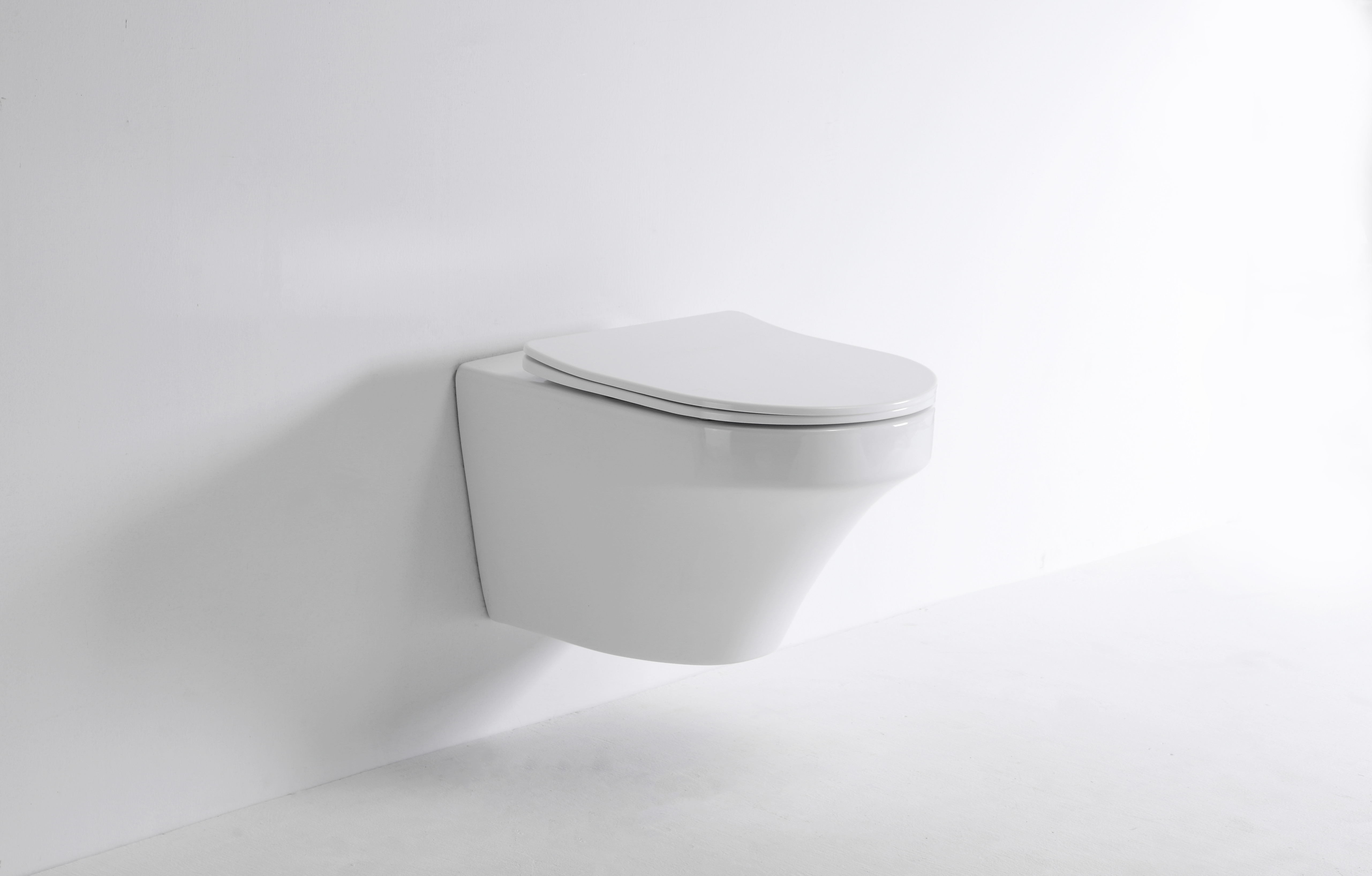 Modern Minimalist Wall Hung Toilet with Soft Close Seat – Space Saving Ceramic WC