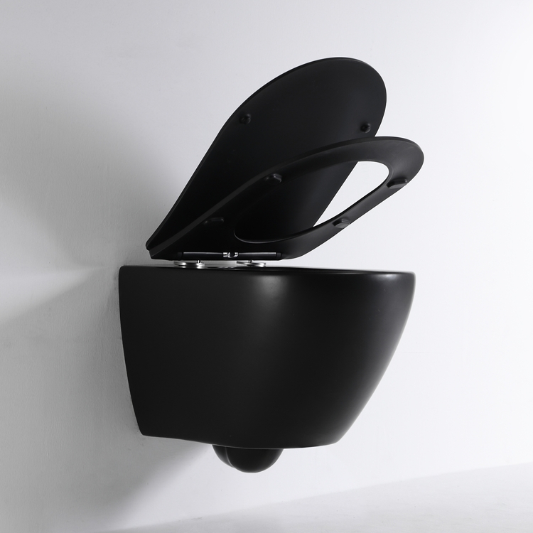 BF2418DB-MATT Vortex Wall Hung Toilet Matte Black Ceramic WC with Soft Close UF Seat