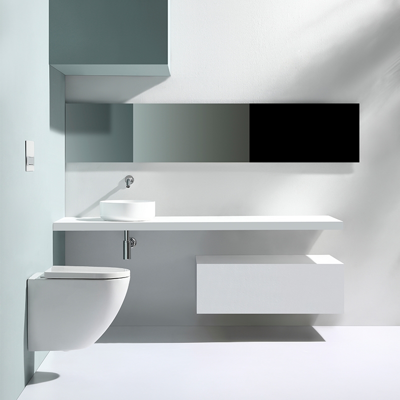 Modern Rimless Wall Hung Toilet Ceramic WC Soft Close Seat Dual Flush Washdown