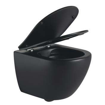 BF2478 Matte Black Wall-Hung Ceramic Toilet with Vortex Wash, 3-4.5L