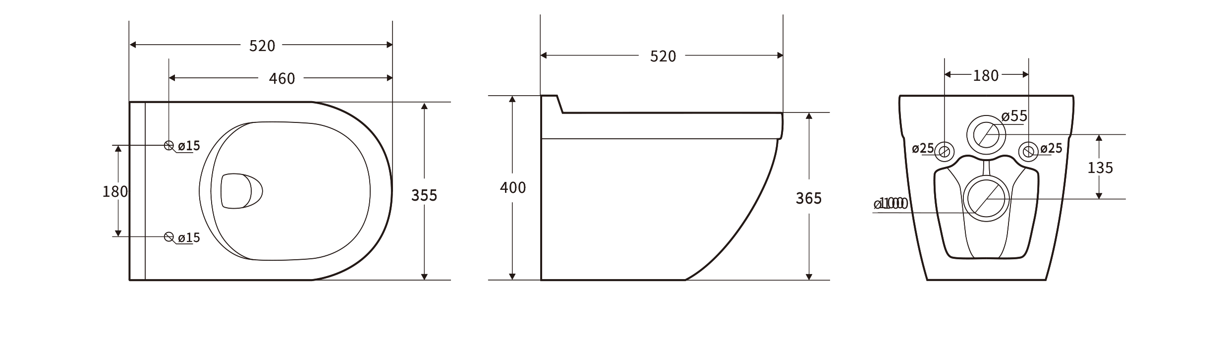 Wandhängendes WC 2442E - Randloses Design mit Soft-Close Sitz