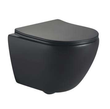 BF2478 Matte Black Wall-Hung Ceramic Toilet with Vortex Wash, 3-4.5L