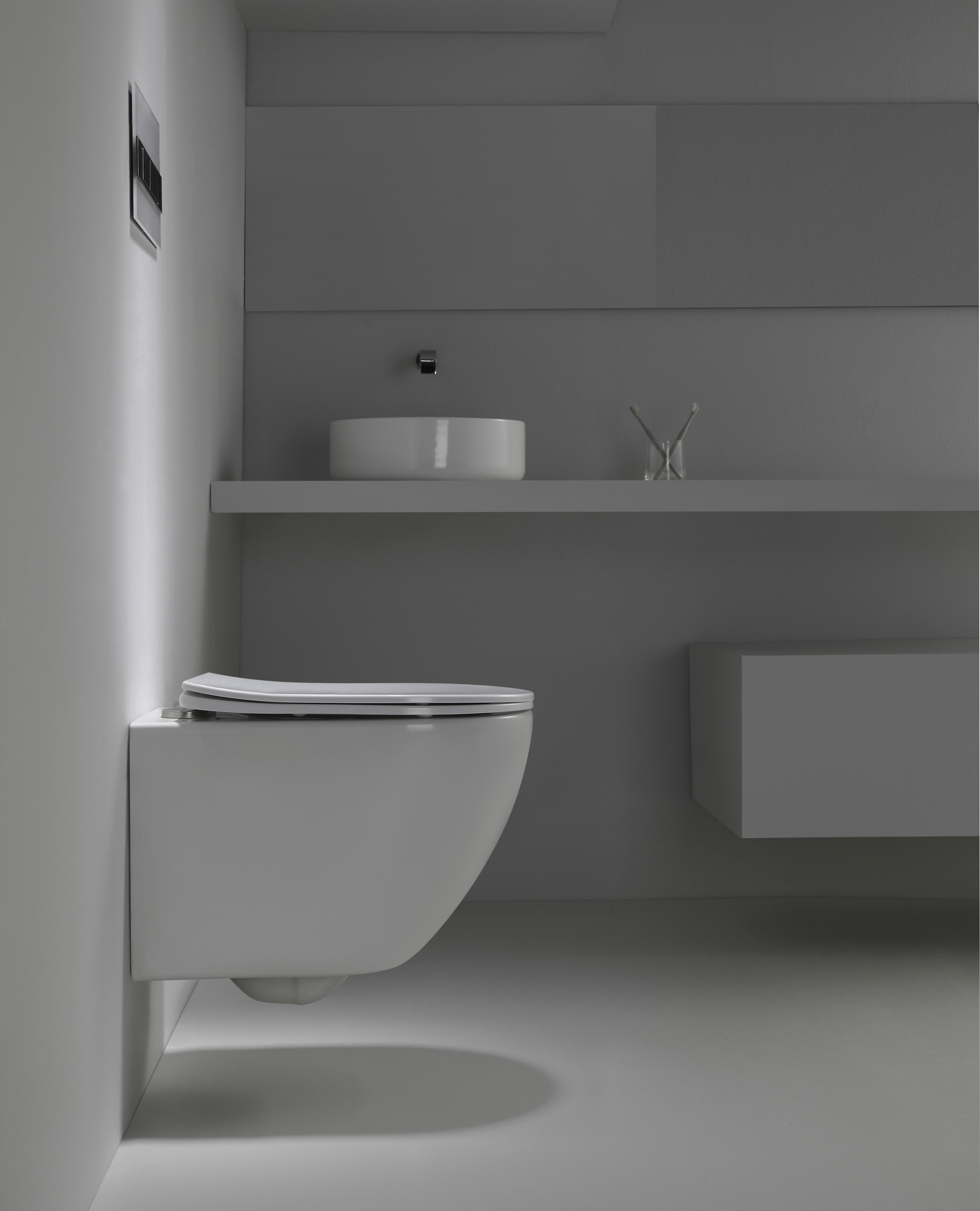 2418 Vortex Wall Hung Toilet, Rimless, Soft Closing Seat, Dual Flush, Modern Ceramic Bathroom WC