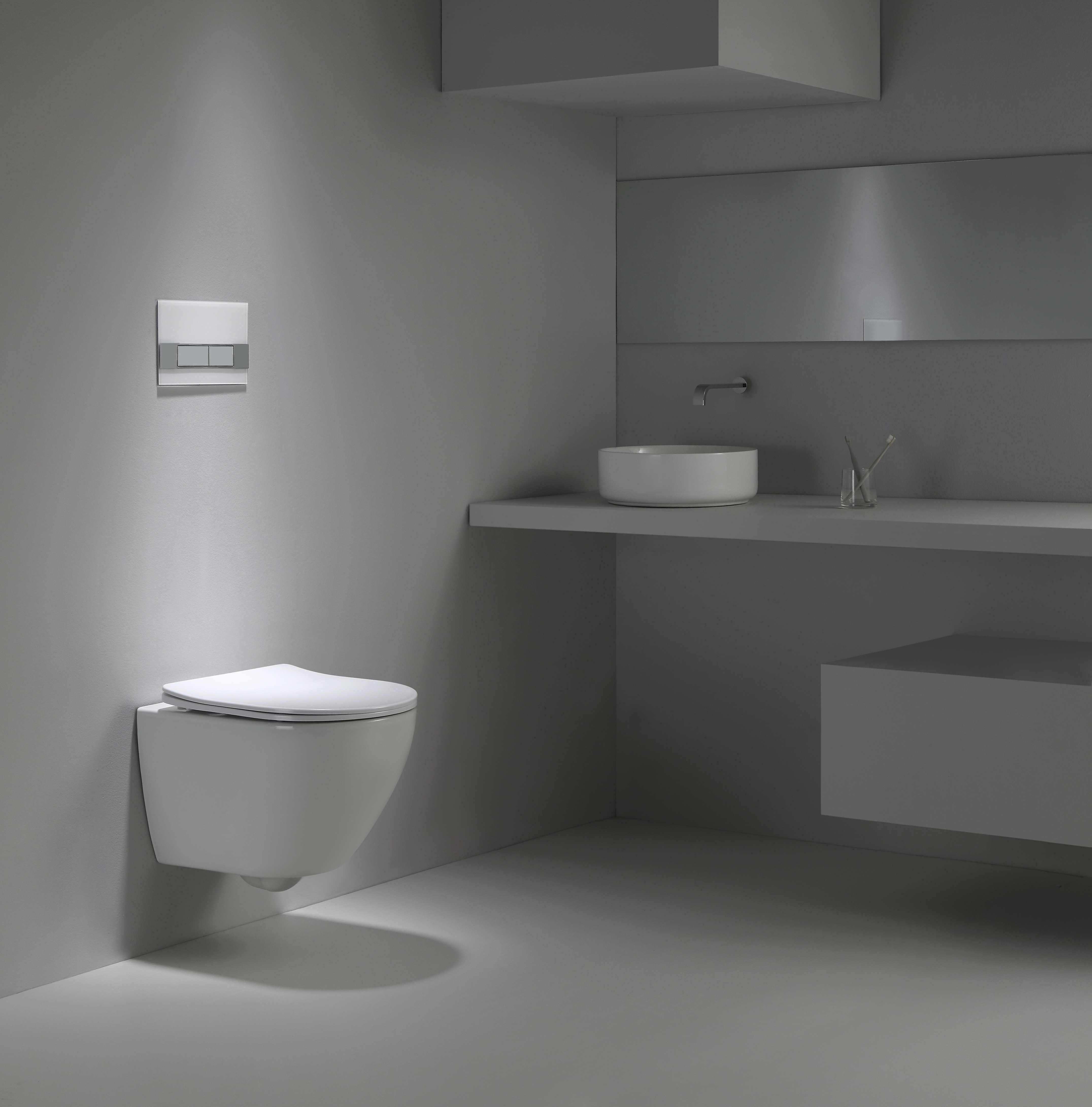 2418 Vortex Wall Hung Toilet, Rimless, Soft Closing Seat, Dual Flush, Modern Ceramic Bathroom WC
