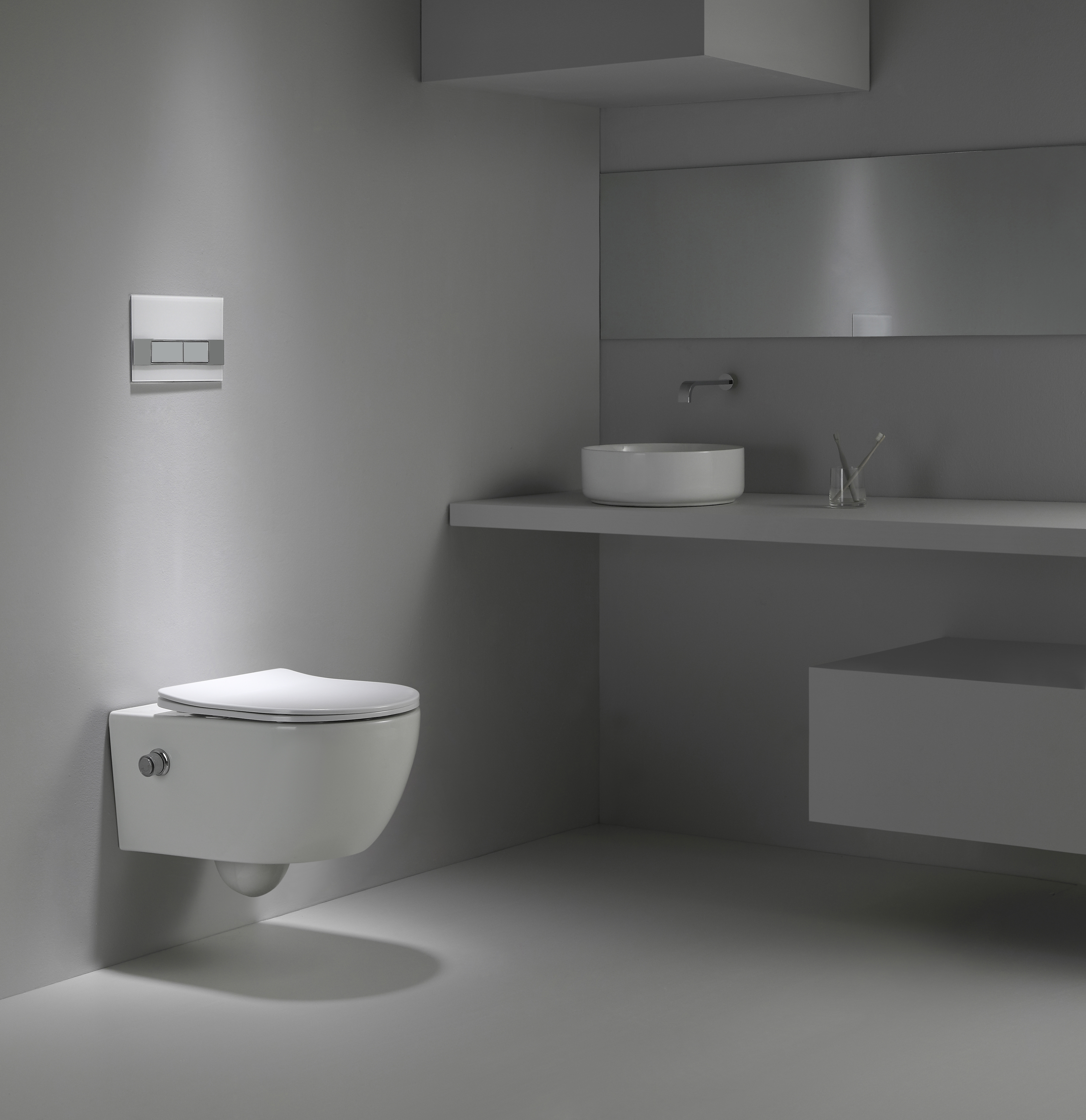 Rimless Wandhangend Toilet met Ingebouwde Douche - Compact Stil Hygiënisch Ontwerp
