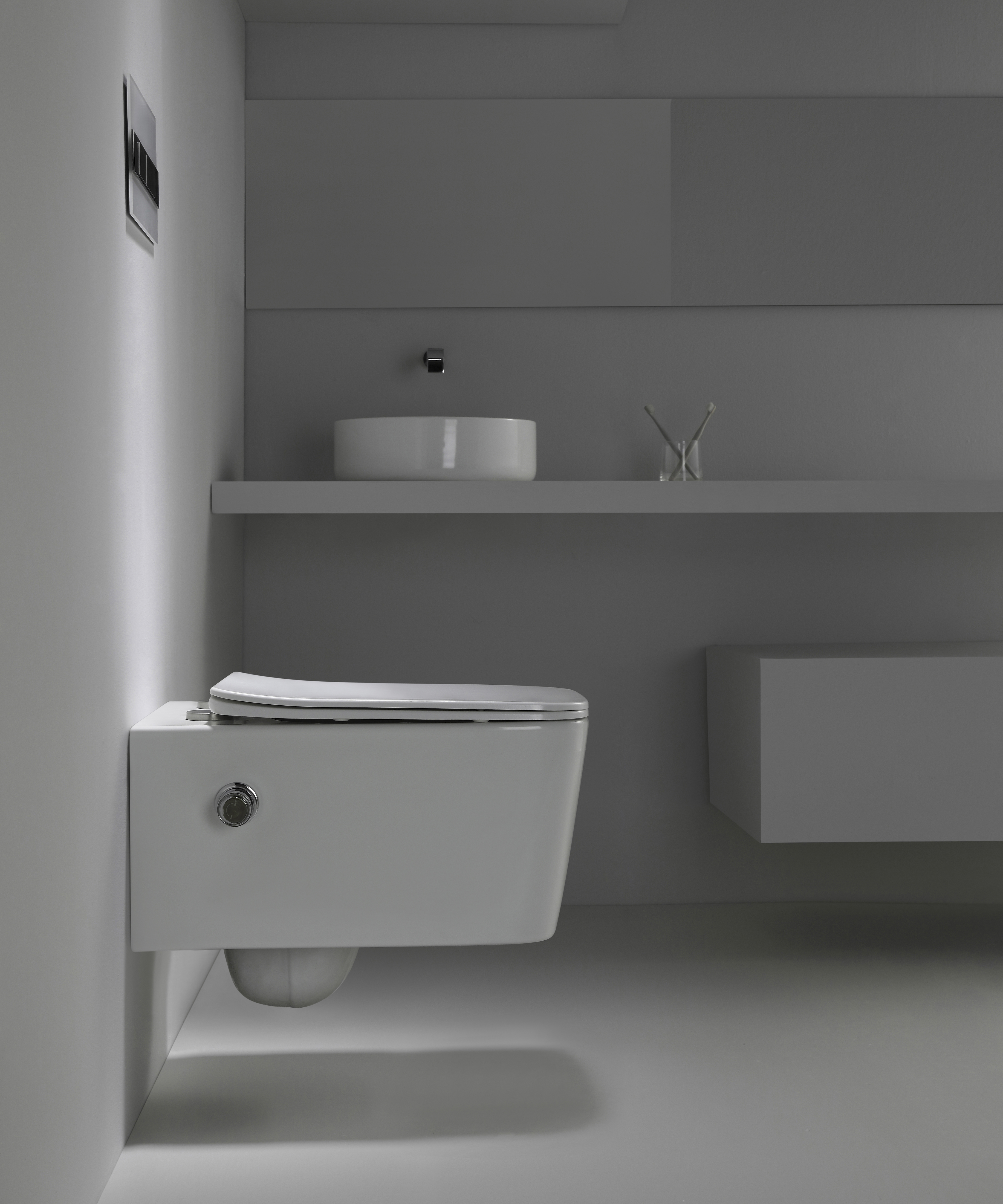 2467D-BD Rimless Wall Hung Toilet with Built-in Bidet Shower – Quiet, Hygienic & Space-Saving