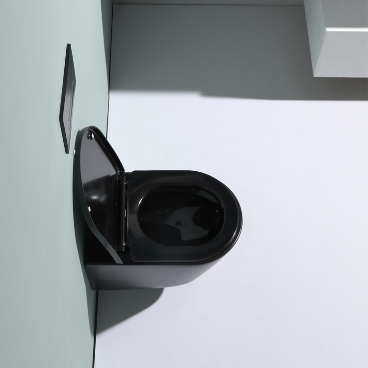 BF2390C Inodoro Suspendido Negro – Diseño Moderno Minimalista con Descarga Silenciosa
